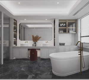 QUA Granite | Pulpis Nero Hoogglans Natuursteenlook 60x120 Vloertegel / Wandtegel