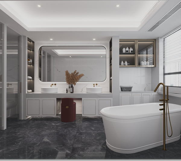 QUA Granite | Pulpis Nero Hoogglans Natuursteenlook 60x120 Vloertegel / Wandtegel