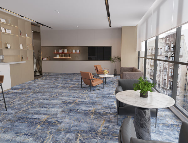QUA Granite | Notte Blue Hoogglans Marmerlook 60x120 Vloertegel / Wandtegel