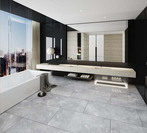 QUA Granite | Pulpis Grey Hoogglans Natuursteenlook 60x120 Vloertegel / Wandtegel