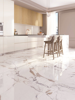 QUA Granite | Paonazzo Halfglans Marmerlook 60x120 Vloertegel / Wandtegel