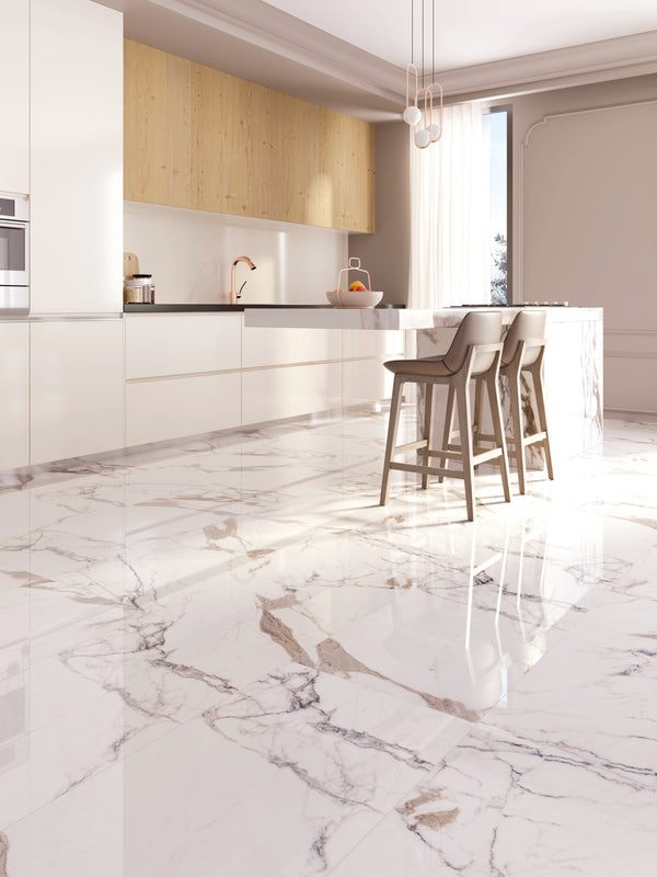 QUA Granite | Paonazzo Halfglans Marmerlook 60x120 Vloertegel / Wandtegel