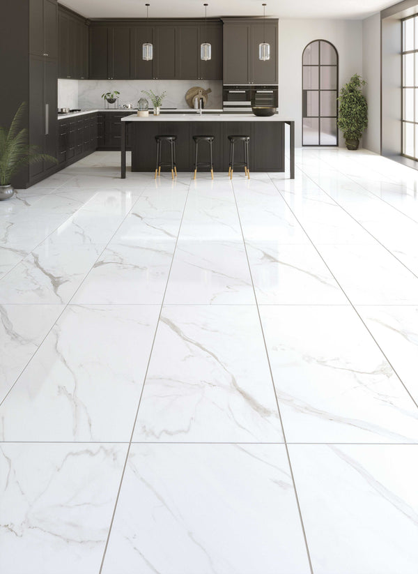 QUA Granite | Marmi Statuario Hoogglans Marmerlook 60x120 Vloertegel / Wandtegel