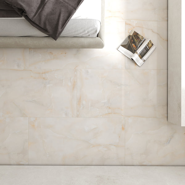 QUA Granite | Sun Onyx Hoogglans Natuursteenlook 60x120 Vloertegel / Wandtegel