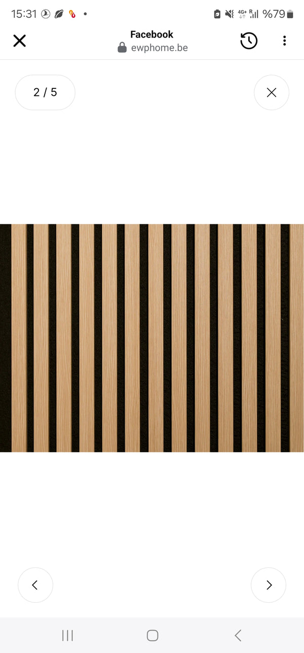 Akoestische wandpaneel (Latten wanden)| 60x280 cm | Eiken | 25 mm latten