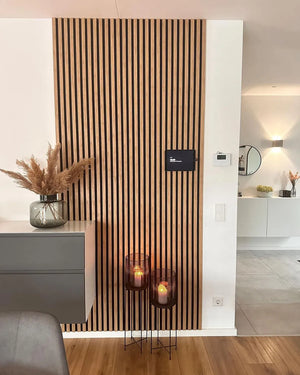 Akoestische wandpaneel (Latten wanden)| 60x280 cm | Eiken | 25 mm latten