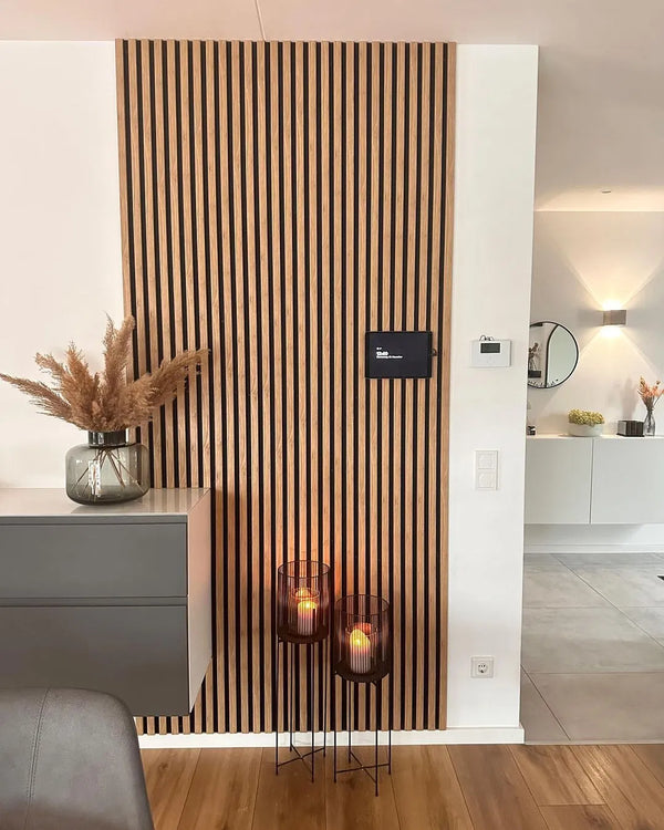 Akoestische wandpaneel (Latten wanden)| 60x280 cm | Eiken | 25 mm latten