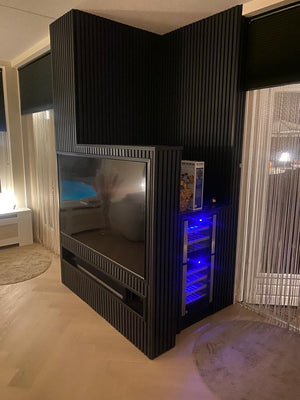 Akoestische wandpaneel zwart (Latten wanden)  | 60x280 cm | black oak | 25 mm latten