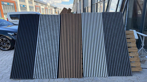 Akoestische Wandpaneel (Latten wanden) | 60x280 cm | Beton Look Donker Grijs| 25 mm Latten