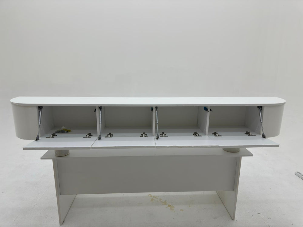 Japandi Tv Meubel Wit - Curved Met Ledverlichting - Gebogen Zijkant