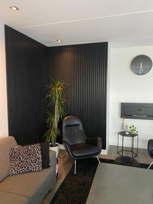 Akoestische wandpaneel zwart (Latten wanden)  | 60x280 cm | black oak | 25 mm latten