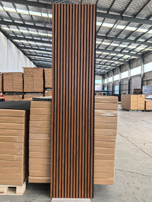 29€ Akoestische WandPanelen Walnoot Lattenwand Met zwarte Vilt 270x60 cm
