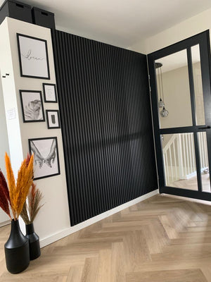 Akoestische wandpaneel zwart (Latten wanden)  | 60x280 cm | black oak | 25 mm latten